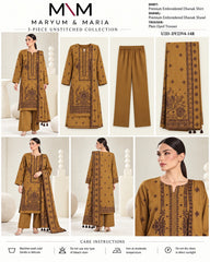 Maryum and Maria Mustard Gold 3 piece unstitched Dhanak product card