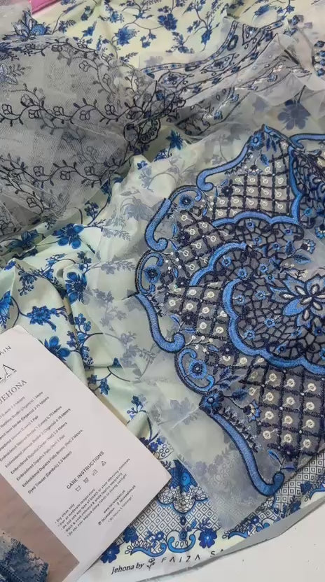 Faiza Saqlain Printed 3-Piece Unstitched Suit