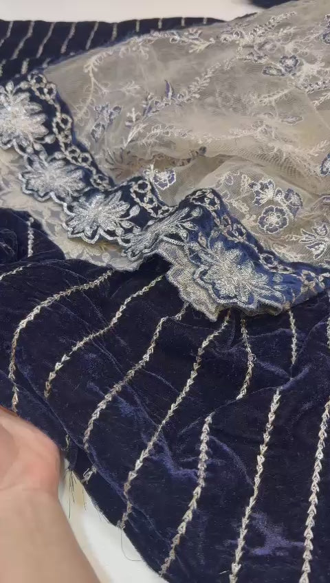 (A) Bedar's embroided velvet (3pc) (unstitch new collection)