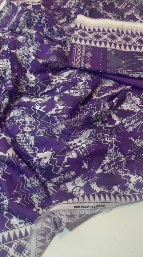 Mizaj - 3 Piece Unstitched Printed Lawn Collection (Rs. 2,750)
