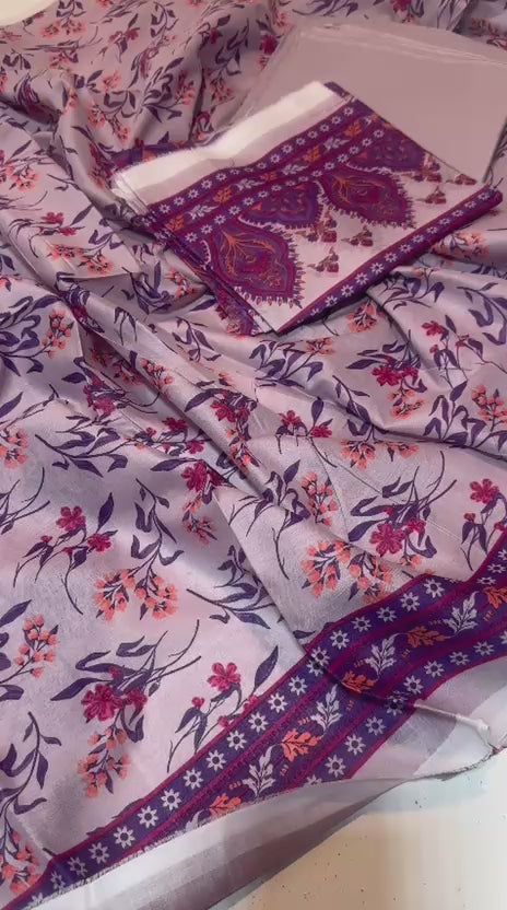 : Zesh - 3 Piece Unstitched Printed  (Rs. 2,999)