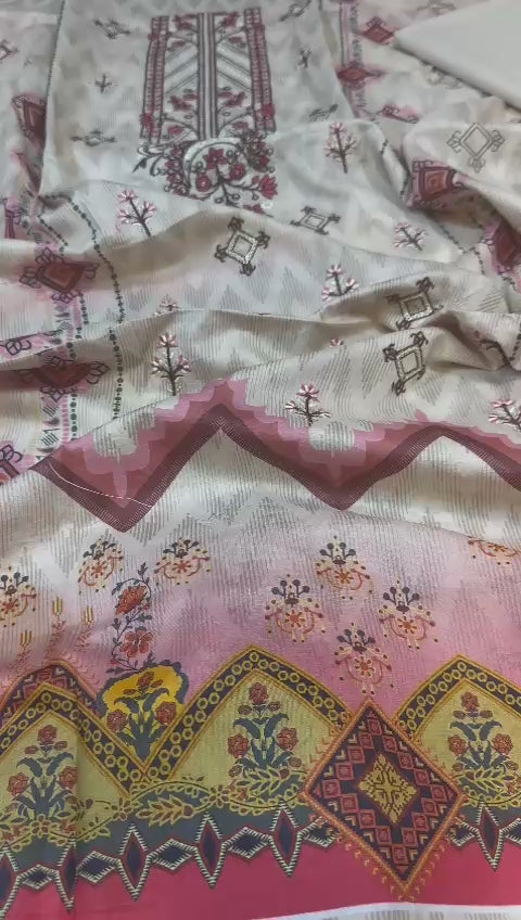 (A)Parisa embroided lawn (3pc) (unstitch new collection)