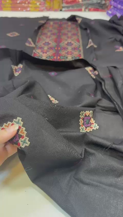 (A) Bedar's embroided khaddar (3pc)(unstitch new collection)