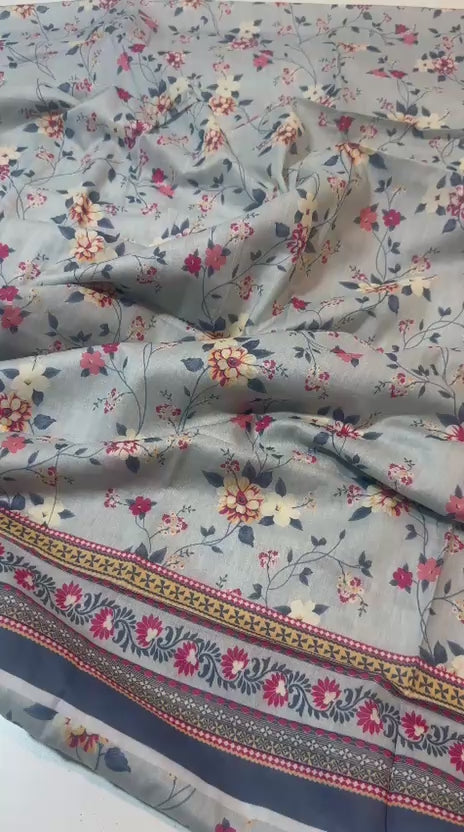 Zesh Textiles 3-Piece Unstitched Lawn Suit | Printed Shirt, Dupatta & Trouser