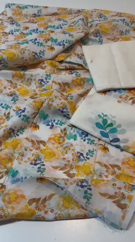 Mizaj 3 Piece Unstitched Printed Lawn Suit | Lawn Dupatta & Trouser