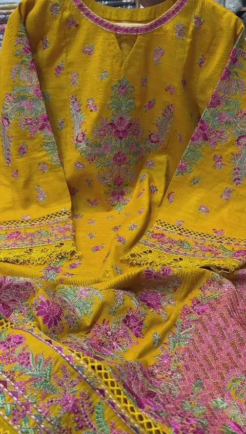 Bedar's Stitch and Unstitch embroidery khaddar (2pc) most beautiful ( New collection)