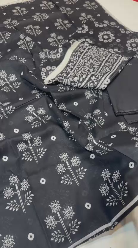 Orient 3 Piece Black & White Lawn Suit | Premium Summer Wear