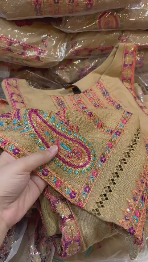 (A) Bedar's embroided karandi (2pc) (stitch and unstitch)( new collection) )