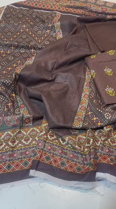 ZESH Premium Unstitched 3 Piece Lawn Suit