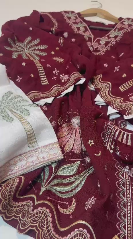 Bedar Stitched Embroidered Cotton 2-Piece Suit