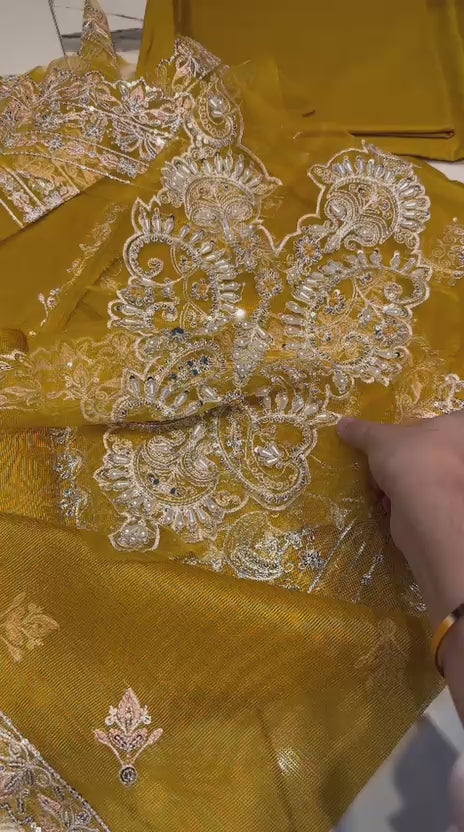 Qalamkar Gilded Darbar 3 Piece Suit | Heritage Fresco Edition