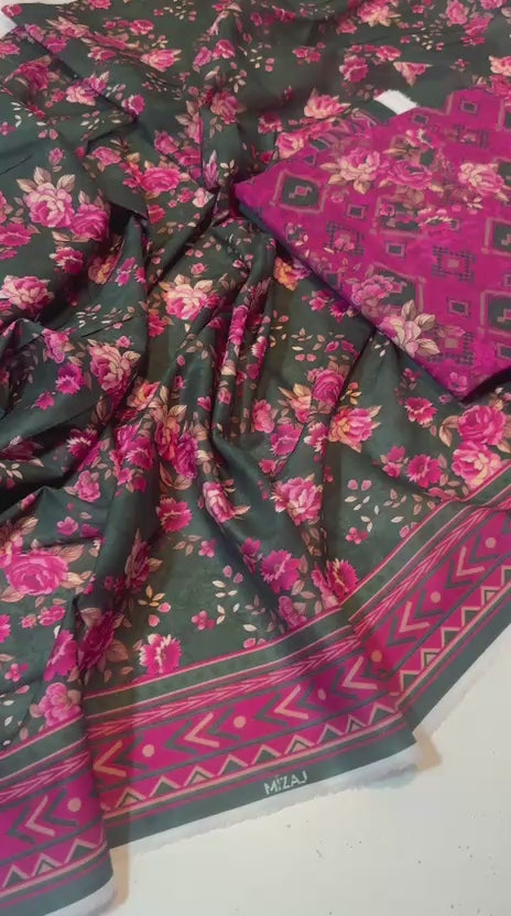 Mizaj - 3 Piece Unstitched Printed Lawn Collection (Rs. 2,750)