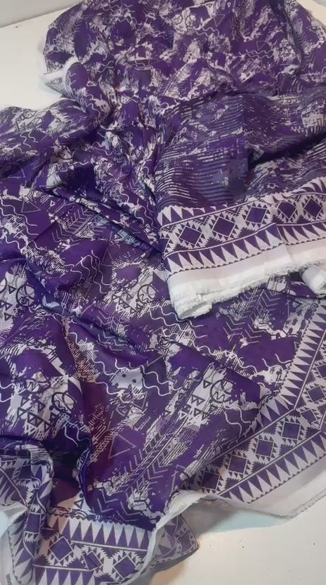 Mizaj 3 Piece Unstitched Printed Lawn Suit | Lawn Dupatta & Trouser