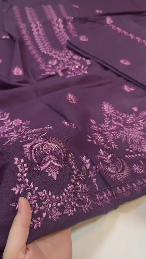 (A) Bedar's embroided khaddar (3pc)(unstitch new collection)