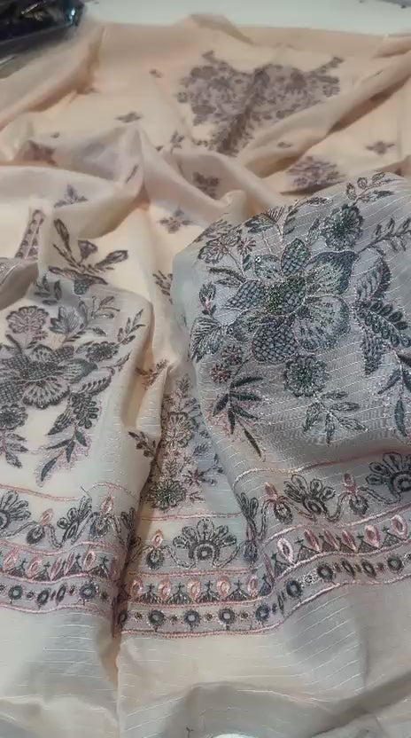 Maria B. Lawn Unstitched 3-Piece Suit – Classic Printed & Embroidered Collection