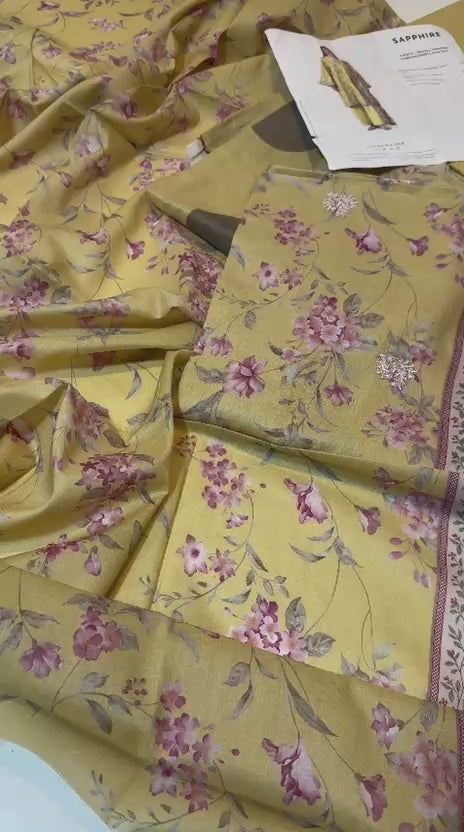 Sapphire Premium Printed Lawn Suit | Unstitched 3-Piece Collection