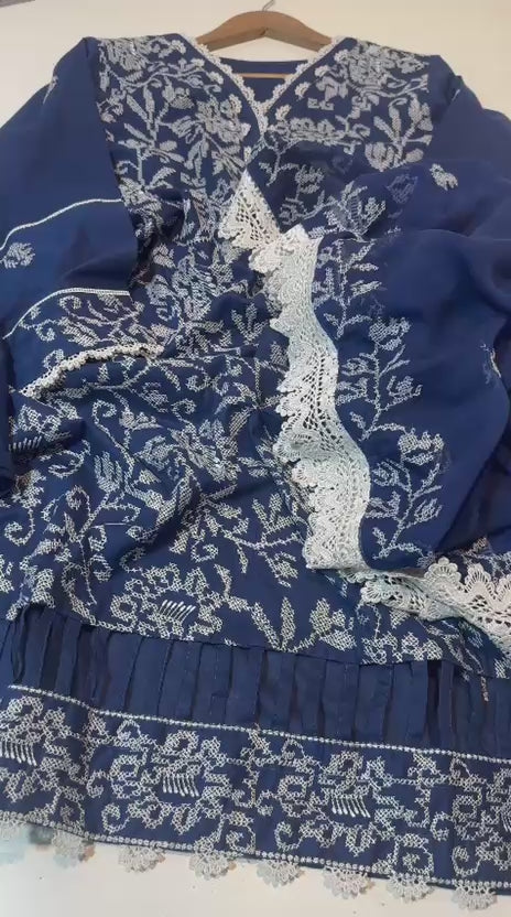 Cross Stitch Unstitched Printed Lawn 3 Piece Suit — Rs. 3,850